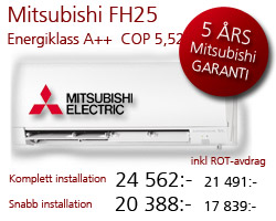 Mitsubishi luftvärmepump FH 25